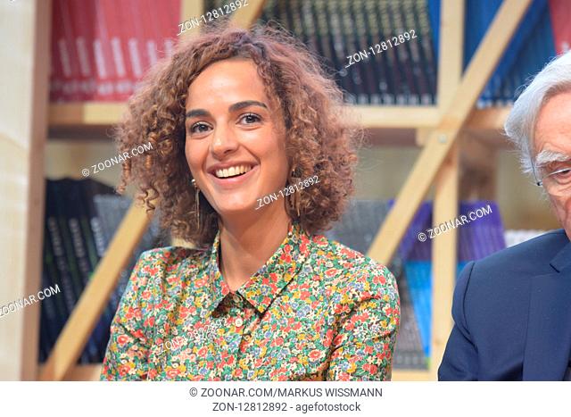 Frankfurt, Germany. 11th Oct, 2017. Leila Slimani (* 1981), french-moroccan writer and journalist, at the Prix Goncourt panel at Frankfurt Bookfair / Buchmesse...