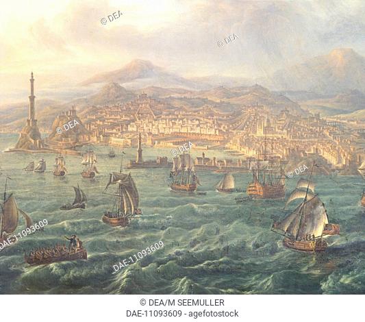 View of Genoa, by Jean-Baptiste Francois Genillon (1750-1829), Italy 17th Century. Oil on canvas.  Paris, Musée De La Marine