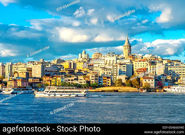Istanbul city skyline with view of Galata Tower in Istanbul city, Turkey