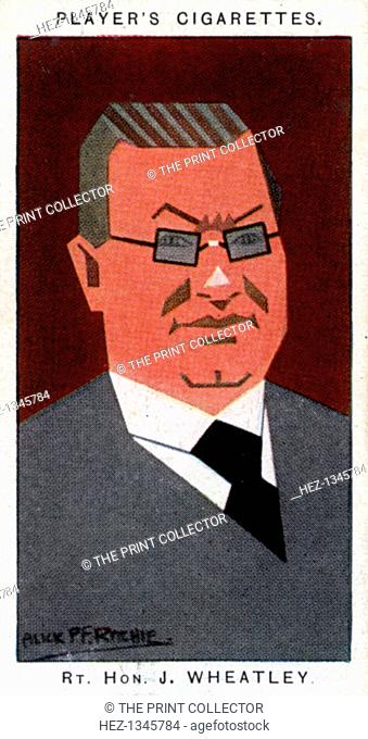 John Wheatley, Scottish politician, 1926. Portrait of Wheatley (1869-1930) was a Labour politician. Cigarette card with straight-line caricature