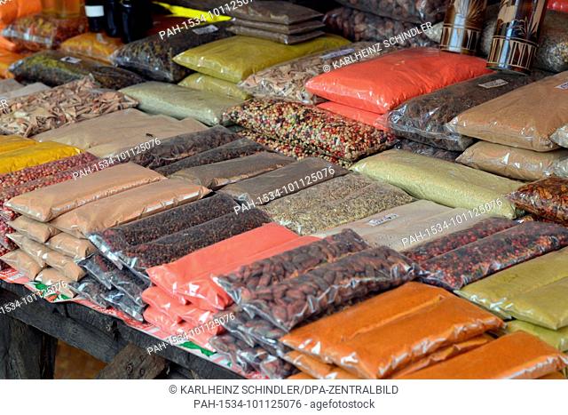 18 January 2018, Madagascar, Andoany: Spices at the market in Andoany on the island of Nosy Be off the north-west coast of Madagascar