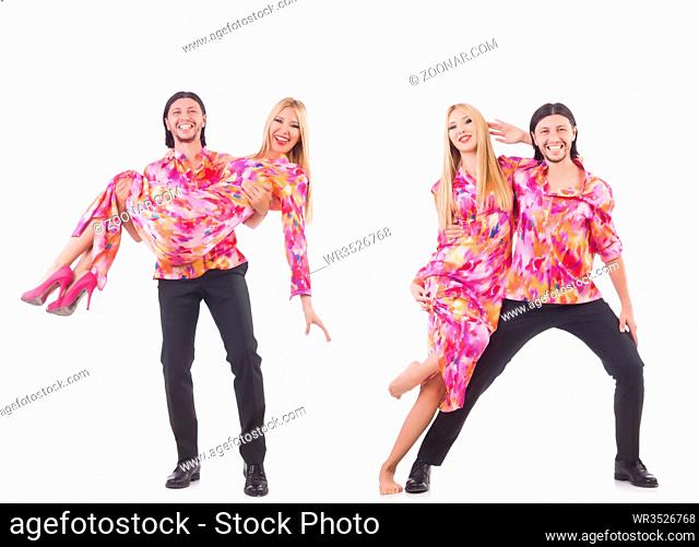 Pair dancing isolated on the white