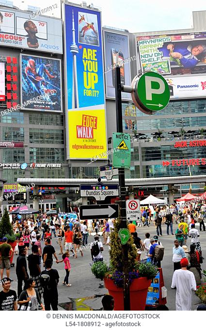 Toronto Ontario Canada Yonge Dundas Square shopping district downtown toronto busiest in the city