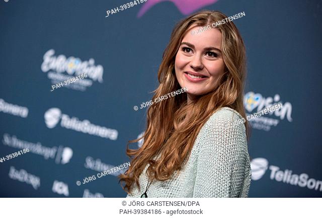 Singer Emmelie de Forest representing Denmark poses during a press conference for the Eurovision Song Contest 2013 in Malmo, Sweden, 10 May 2013