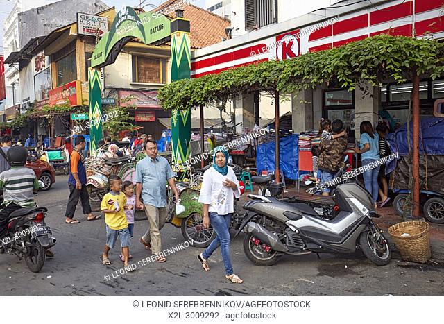 People walking along Malioboro Street. Yogyakarta, Java, Indonesia