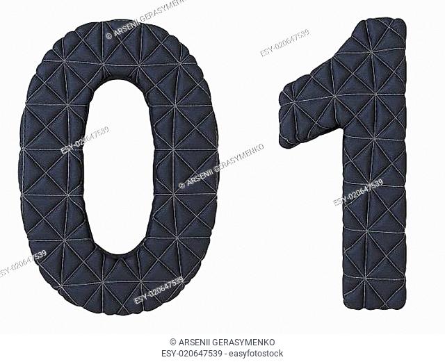 Stitched leather font 0 1 numerals