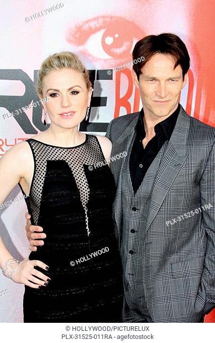 Anna Paquin and husband Stephen Moyer at the Los Angeles Premiere for the Fifth Season of HBO's Series True Blood. Arrivals held at The Cinerama Dome in...