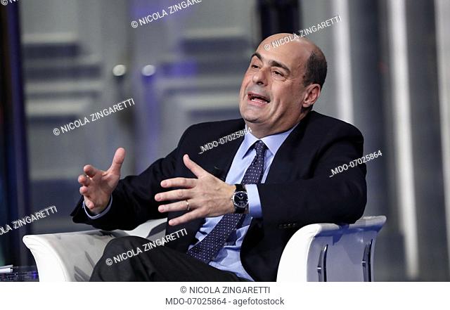The Italian politician and the secretary of the Democratic Party Nicola Zingaretti guests at the TV show Porta a Porta. Rome (Italy), April 4th, 2019