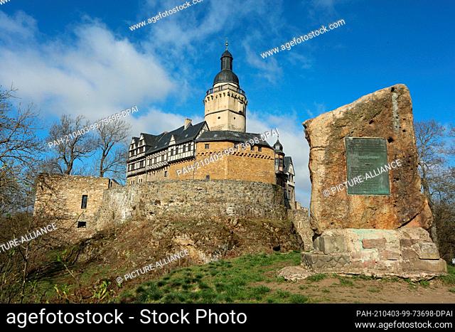 03 April 2021, Saxony-Anhalt, Pansfelde: Falkenstein Castle in the southern Harz region. It is open to visitors again for the first time after a long break due...