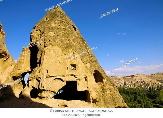 Cave Dwelling and Fairy Chimneys at Selime. Cappadocia, Central Anatolia, Turkey