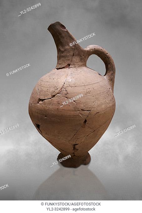 Hittite terra cotta beak spout pitcher . Hittite Period, 1600 - 1200 BC. Hattusa BoÄŸazkale. Çorum Archaeological Museum, Corum, Turkey