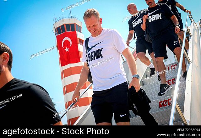 Genk's head coach Wouter Vrancken pictured during the arrival of soccer team KRC Genk, Wednesday 30 August 2023 in Adana, Turkey