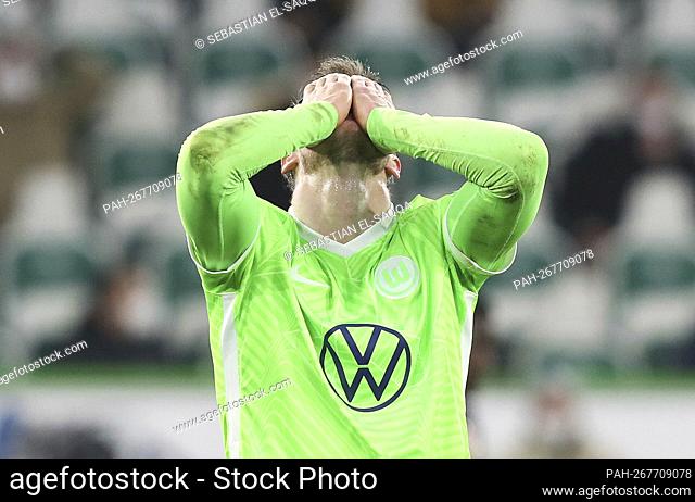 firo 1st Bundesliga. 2021/2022 Football: Football: 11.12.2021 VfL Wolfsburg - VfB Stuttgart VfL Wout Weghorst, disappointment, disappointed, disappointed