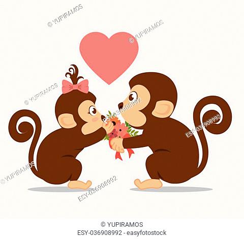 Two monkeys cartoon sitting on a tr, Stock Vector, Vector And Low Budget  Royalty Free Image. Pic. ESY-016611905 | agefotostock