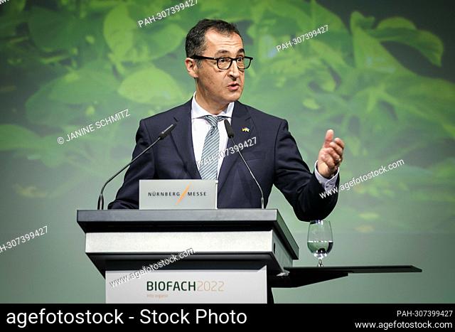 German Minister of Agriculture and Food Cem Oezdemir delivers a speech during the opening event of the Biofach trade fair in Nuremberg, Germany, July 26, 2022