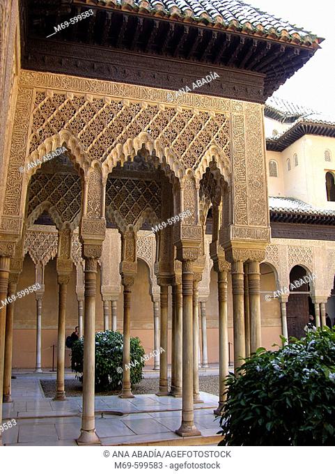 Courtyard of the Lions, Alhambra. Granada. Spain