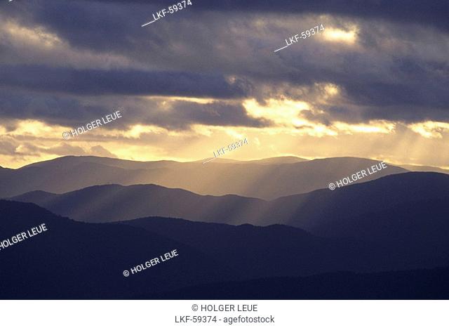 Mountain Ranges at Sunrise, Mount Buffalo National Park, Victoria, Australia