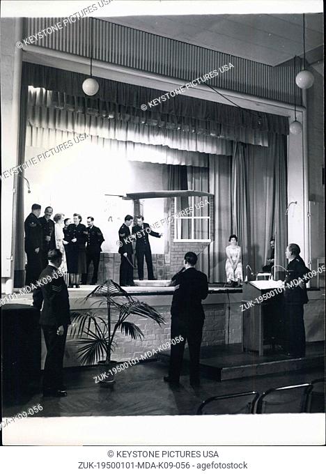Jan 1, 1950 - Chief Superintendent H.V.D.Hallett of Aldershot, directs rehearsals for the end of the term comedy 'The Naval Voluneer' on the stage at the...