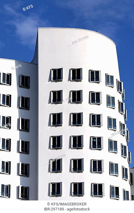 Gehry buildings, protruding windows, Duesseldorf, NRW, Germany