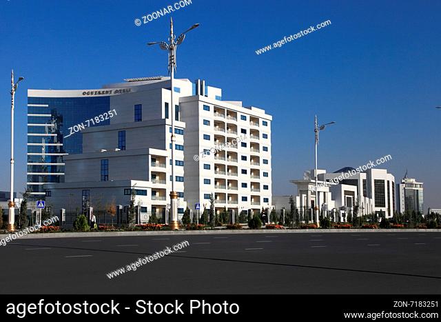 Ashgabat, Turkmenistan - October 11, 2014: View on the new building. Ashkhabad. Turkmenistan in October 11, 2014. Ashgabat is the capital of Turkmenistan