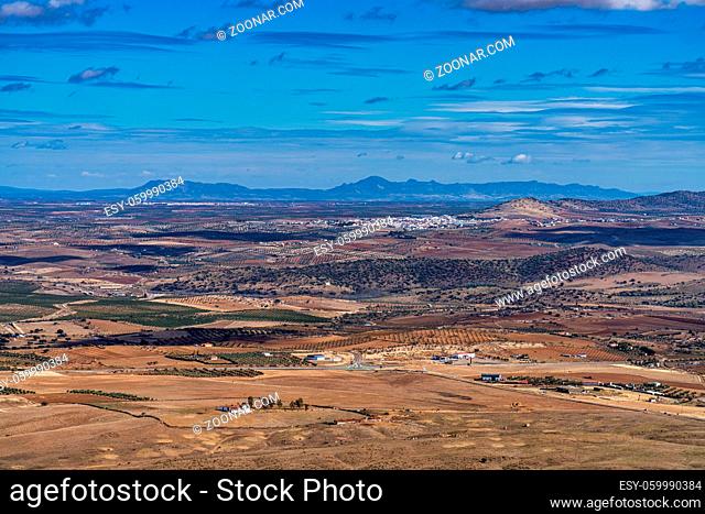 Landscape view of Extremadura near Feria in Spain