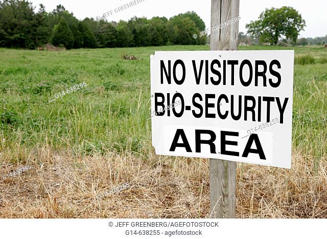 Alabama, Oakville, sign, no visitors bio-security area, agricultural experiments, University of Alabama