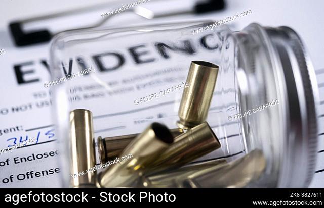 Criminalistic Laboratory, Bullet shell analysis, conceptual image