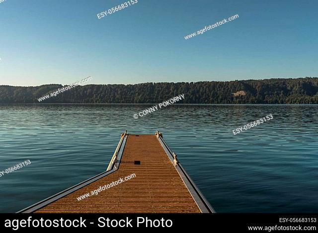Wooden jetty in Sipplingen on Lake Constance, Baden-Wuerttemberg, Germany