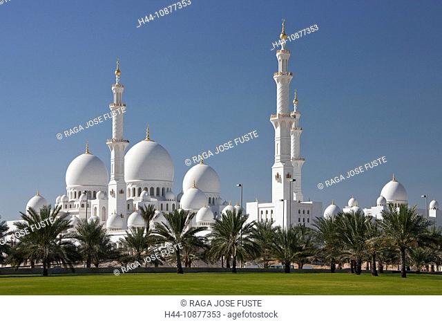 Sheikh Zayed mosque, domes, minaret, tower, rook, Islam, mosque, religion, Abu Dhabi, UAE, United Arab Emirates, Middle East, traveling, place of interest