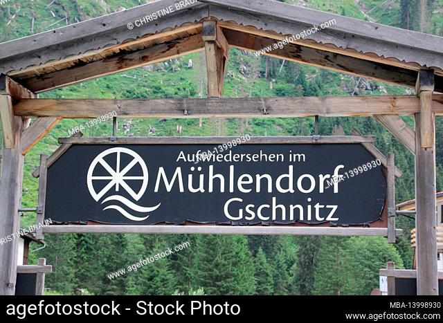 entrance to the historical mühlendorfmuseum, mühlendorf, sign, information sign, gschnitz, gschnitztal, brenner area, wipptal, tyrol, austria