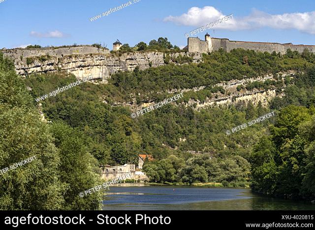 Doubs river and the Citadel in Besancon, Bourgogne-Franche-Comté, France, Europe