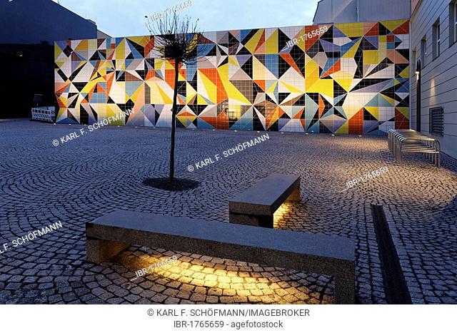 Geometric mosaic made of tiles by Sara Morris, Paul-Klee-Platz square, Kunstsammlung Nordrhein-Westfalen arts collection, K20 building, Duesseldorf