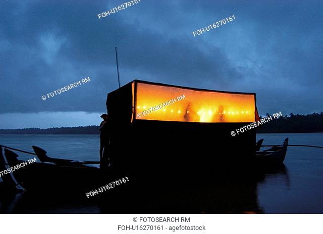 art tholpava koothu boat monsoon in river blue