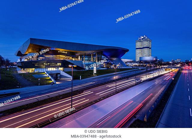 Germany, Bavaria, Upper Bavaria, Munich, Georg-Brauchle-Ring, BMW World, BMW Museum, BMW High rise