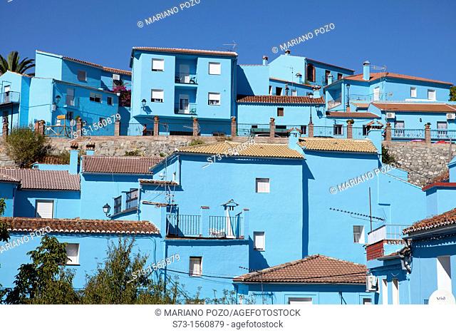 Juzcar in blue, in the Serrania of Ronda. Málaga province