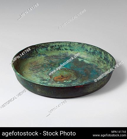 Bronze bowl and oinochoe (jug). Period: Late Archaic; Date: late 6th-early 5th century B.C; Culture: Etruscan; Medium: Bronze; Dimensions: H
