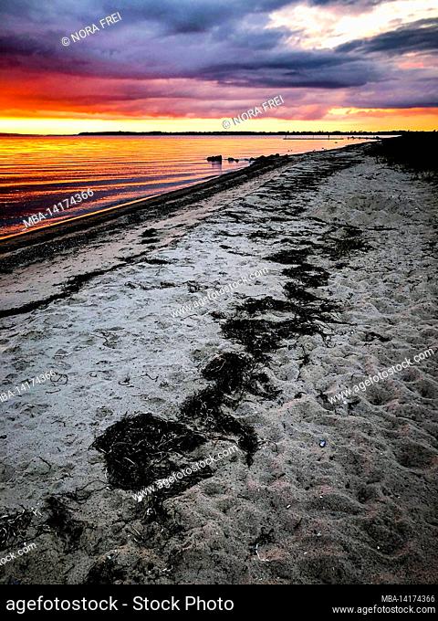 Sea, beach, Fyn, Funen, landscape, sunset, West Funen, Denmark