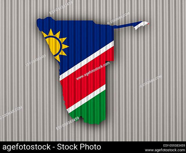 Karte und Fahne von Namibia auf Wellblech - Map and flag of Namibia on corrugated iron