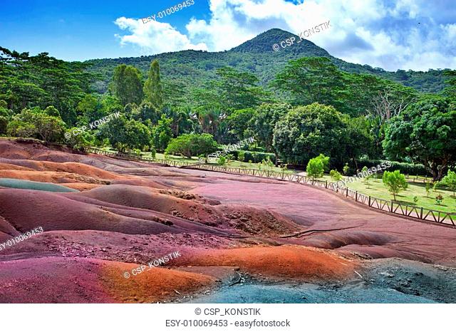 Main sight of Mauritius- Chamarel-seven-color lands
