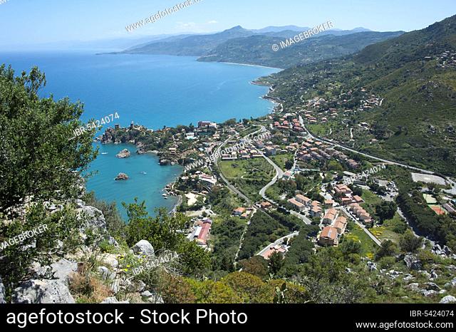View from Rocca di Cefalu, Castle Hill, Kalura, near Cefalu, Palermo Province, Sicily, Italy, Europe