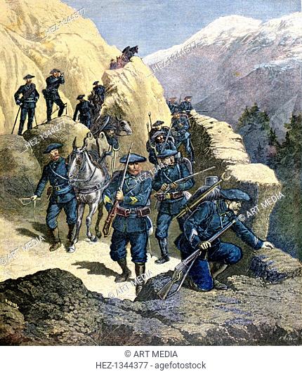 Alpine Chasseurs, 1891. A print from the Le Petit Journal, 21st March 1891