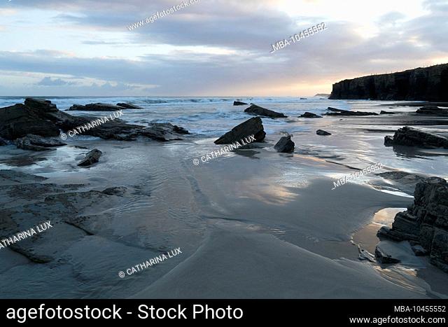 Spain, north coast, Galicia, national park, cathedral beach, Playa de las Catedrales, natural monument, morning light
