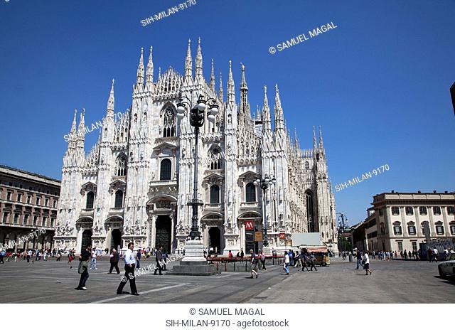 The Cathedral of Milan is in Gothic and neo-Gothic style, for the Gothic west front was begun in 1616 and completed just 200 years later
