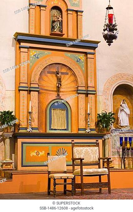 Church alter in Mission Basilica San Diego de Alcala, San Diego, California, USA
