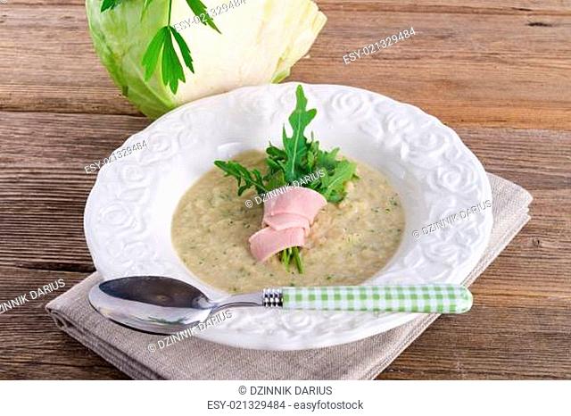 cabbage soup with Arugula and prosciutto