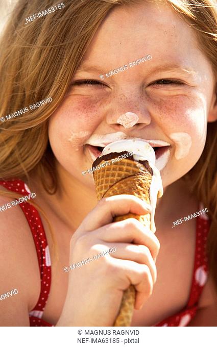 A girl with an ice-cream cornet, Copenhagen, Denmark