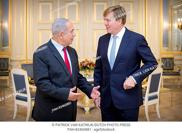 King Willem-Alexander of The Netherlands welcomes President Benjamin Netanyahu of Isreal at Palace Noordeinde in The Hague, The Netherlands, 6 September 2016