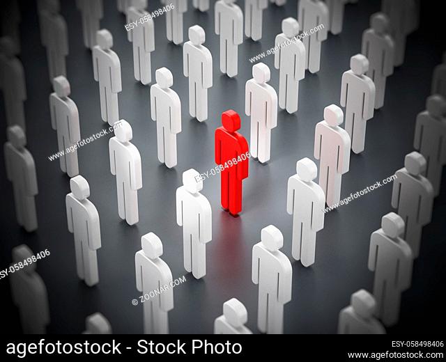 Red person shape standing out among white ones