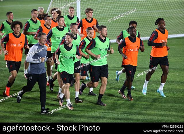 Red Devils pictured during a training session of the Belgian national soccer team the Red Devils, at the Hilton Salwa Beach Resort in Abu Samra, State of Qatar