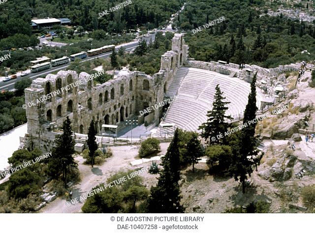 The Odeon of Herodes Atticus, 161-174, Acropolis of Athens (UNESCO World Heritage List, 1987), Greece. Greek and Roman civilisation, 2nd century AD